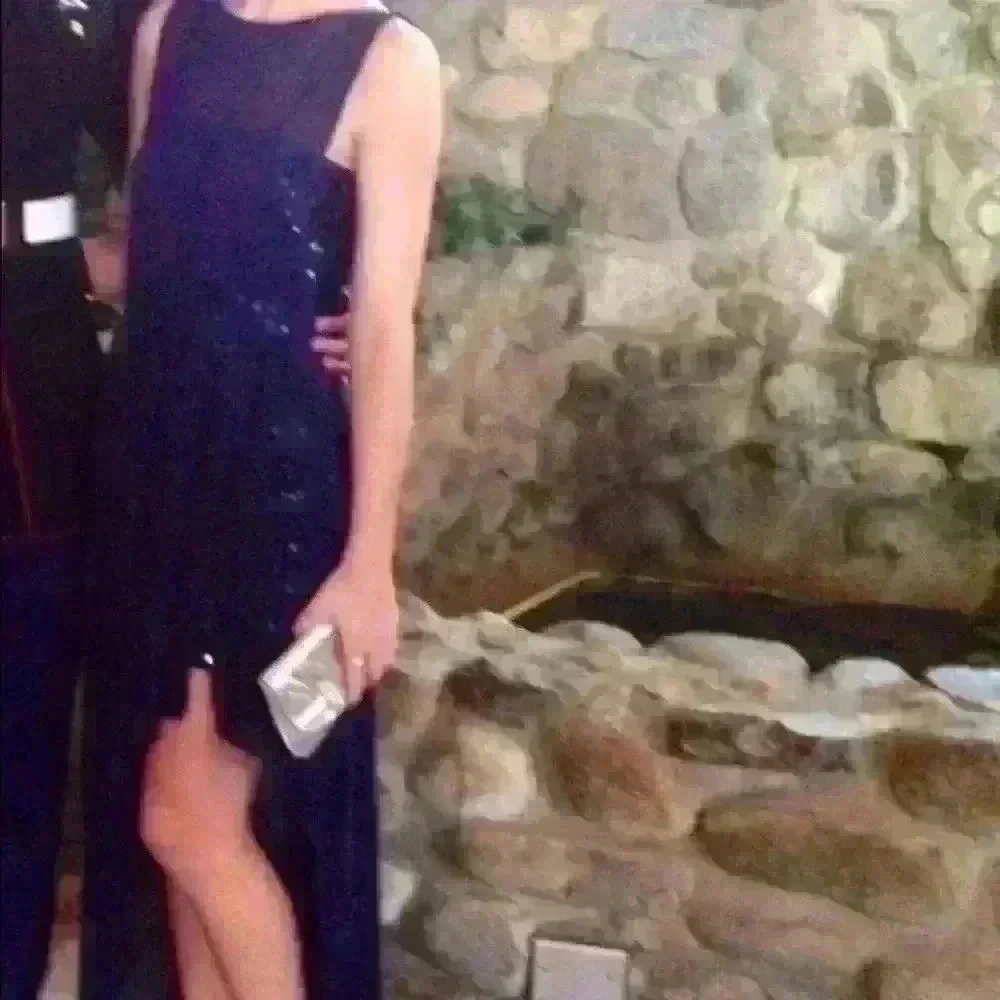 BCBGMaxazira midnight blue sequin and chiffon gown - Picture 2 of 6